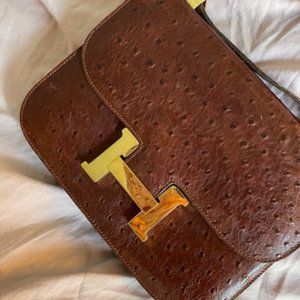 HERMES CONSTANCE OSTRICH BROWN